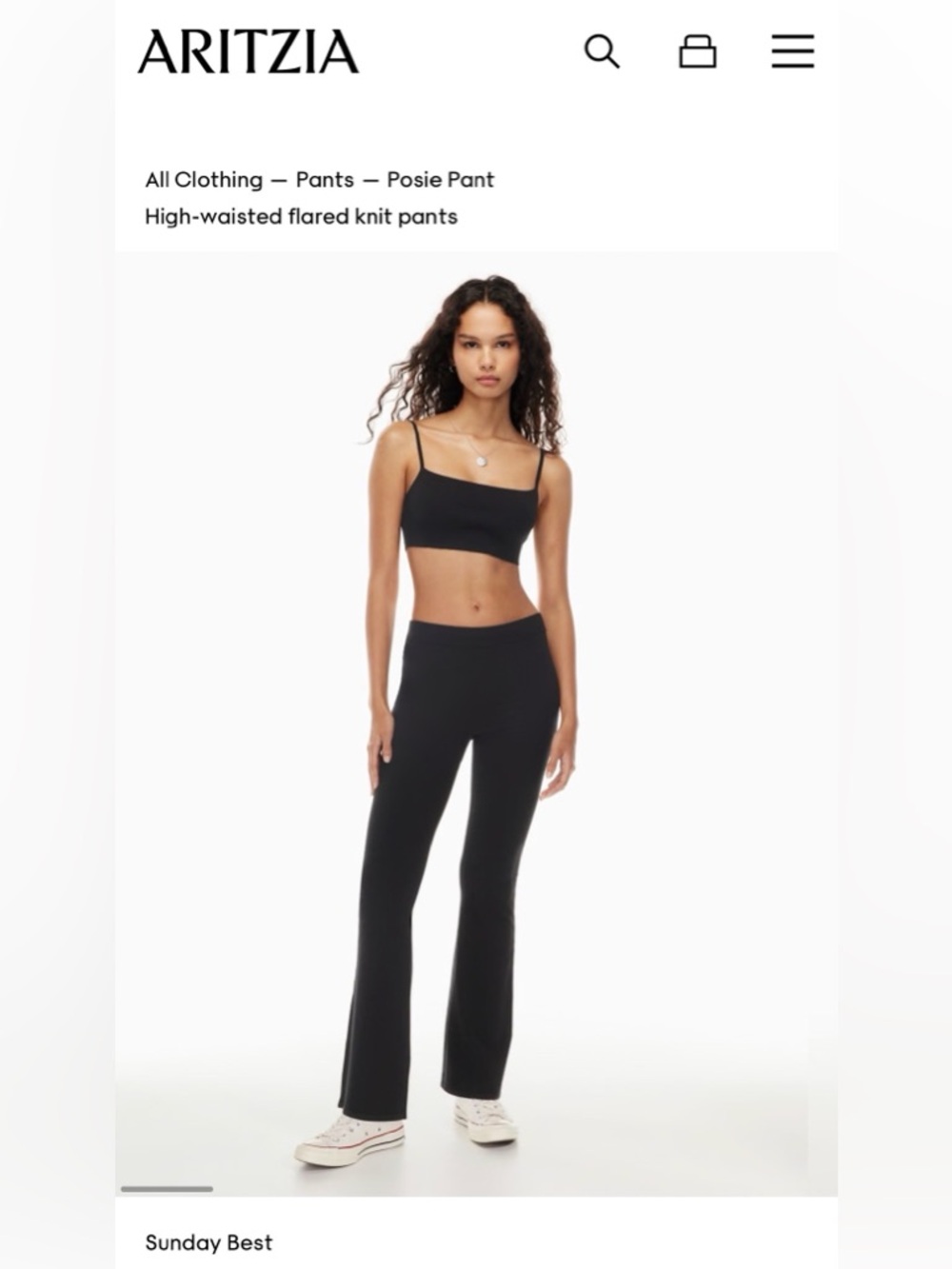 Aritzia Sunday Best Black High-Rise Flared Knit Pants